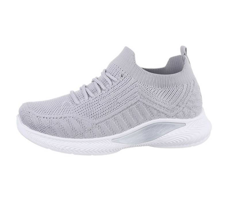 Ital-Design Kinder Low-Top Freizeit Sneaker Flach Freizeitschuhe in Hellgrau von Ital-Design