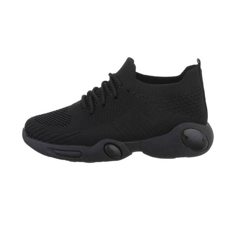 Ital-Design Kinder Low-Top Freizeit Sneaker Flach Freizeitschuhe in Schwarz von Ital-Design