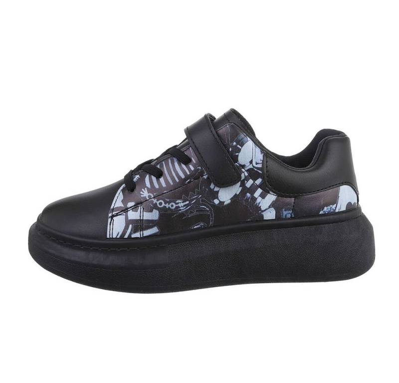 Ital-Design Kinder Low-Top Freizeit Sneaker Flach Freizeitschuhe in Schwarz von Ital-Design