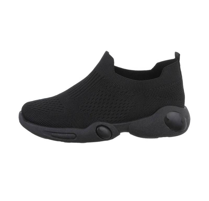 Ital-Design Kinder Low-Top Freizeit Sneaker Flach Freizeitschuhe in Schwarz von Ital-Design