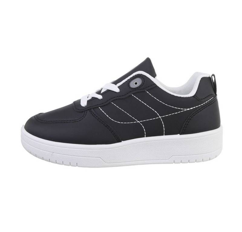 Ital-Design Kinder Low-Top Freizeit Sneaker Flach Freizeitschuhe in Schwarz von Ital-Design
