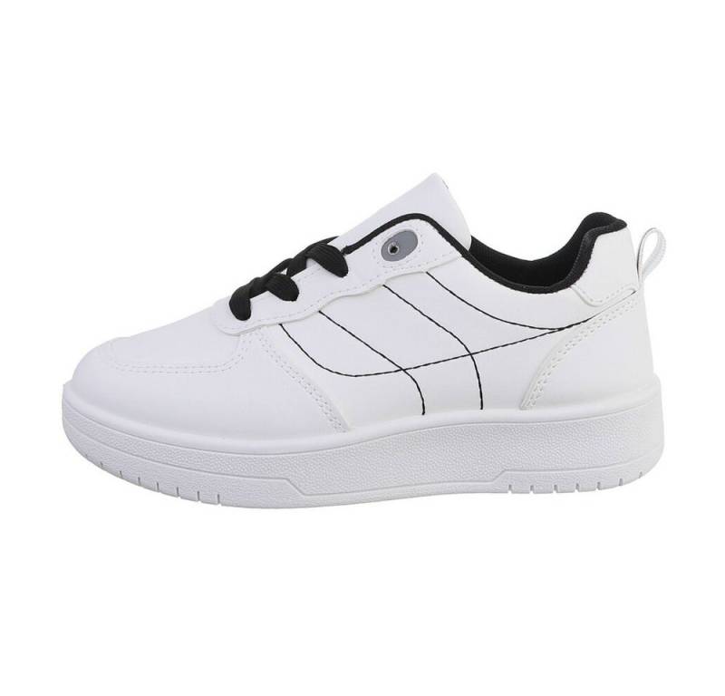 Ital-Design Kinder Low-Top Freizeit Sneaker Flach Freizeitschuhe in Weiß von Ital-Design