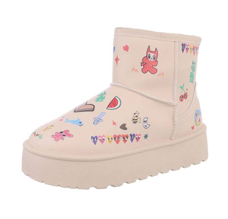 Ital-Design Kinder Snowboots Freizeit Stiefelette (87214301) Flach Stiefeletten in Hellbraun von Ital-Design