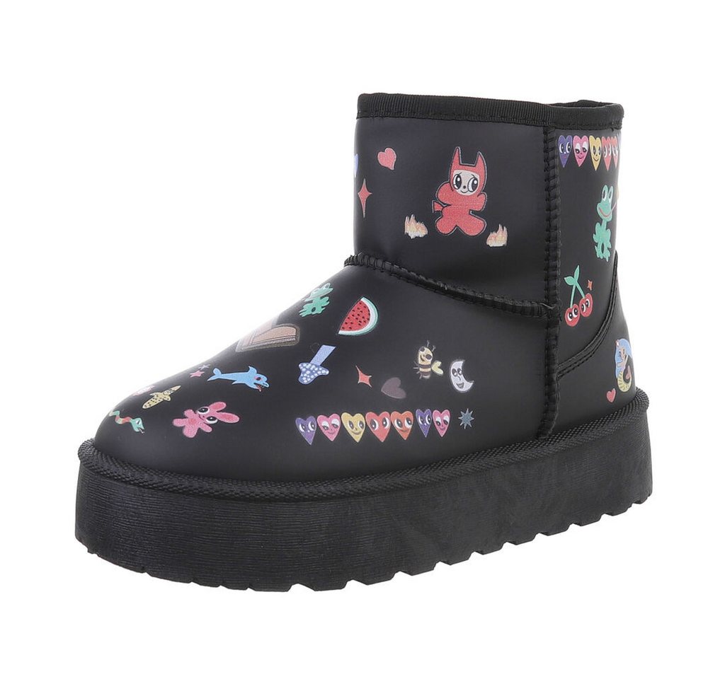 Ital-Design Kinder Snowboots Freizeit Stiefelette (87214310) Flach Stiefeletten in Schwarz von Ital-Design