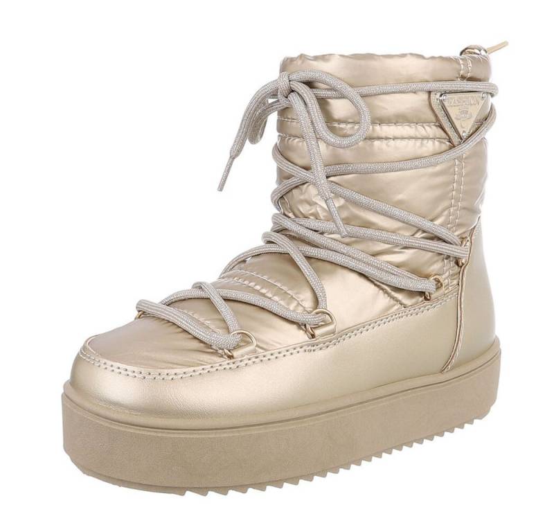 Ital-Design Kinder Snowboots Freizeit Stiefelette (87531937) Flach Stiefeletten in Gold von Ital-Design
