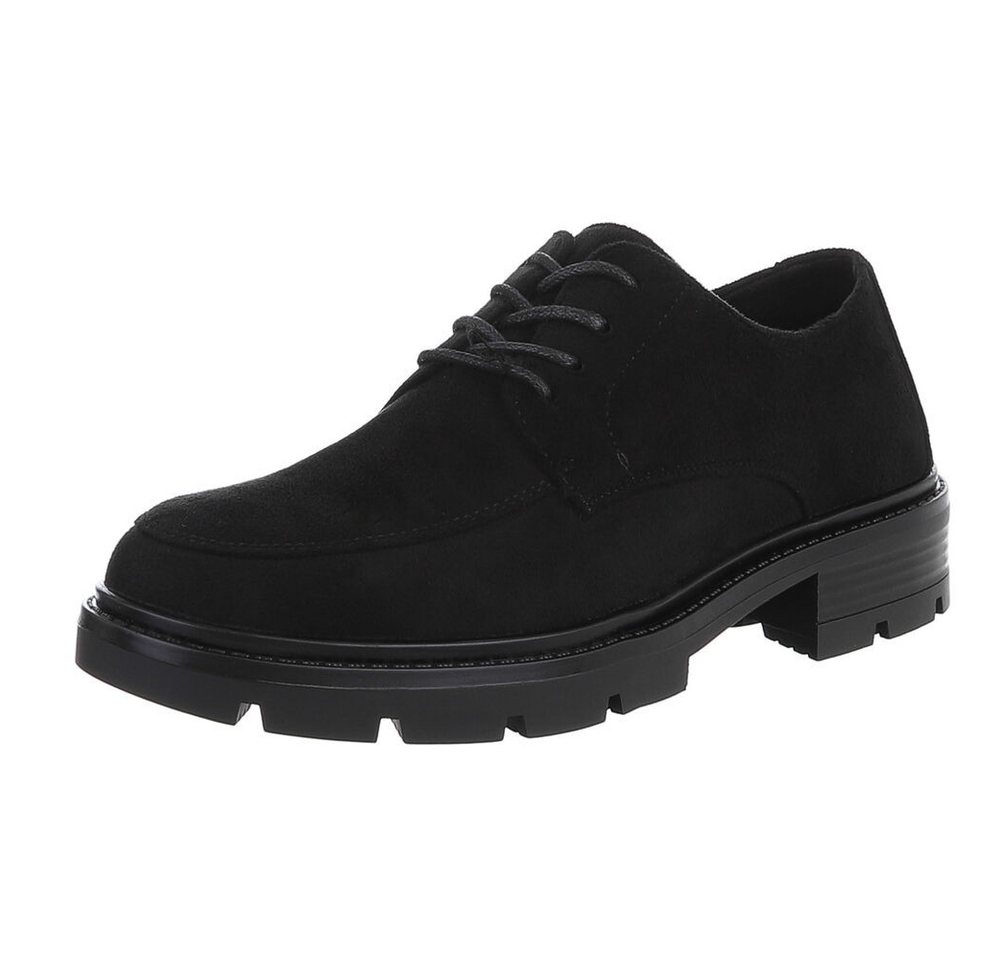 Ital-Design Klassischer Schnürschuh mit robuster Sohle für Damen Schnürschuh (90793452) Blockabsatz Schnürer in Schwarz von Ital-Design