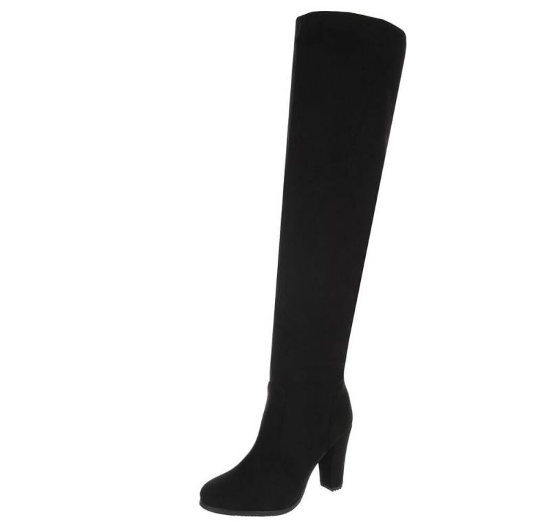 Ital-Design Kniehohe Stiefel mit Absatz für Damen – Elegant & Komfortabel Overkneestiefel (90727027) Blockabsatz Stiefel in Schwarz von Ital-Design