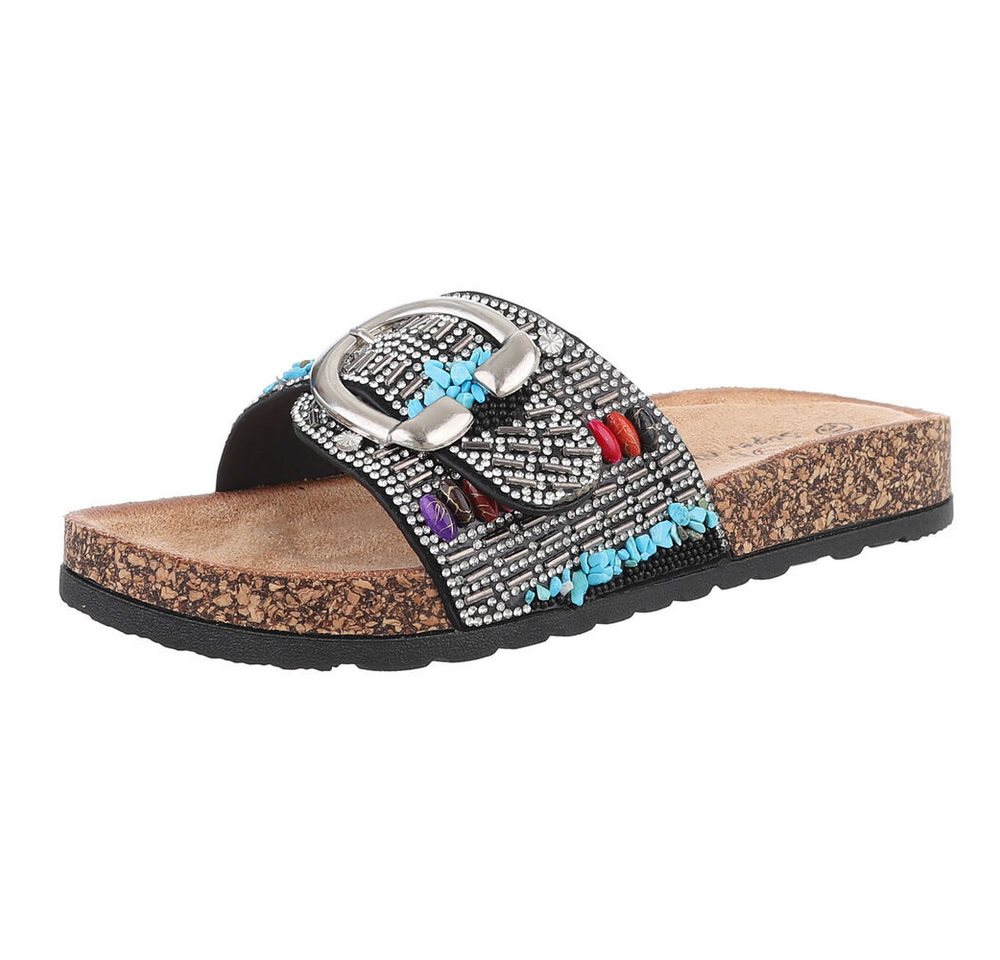 Ital-Design Komfortable Sandalen mit Schick – Ideal für den Sommer Pantolette (89322831) Flach Pantoletten in Schwarz von Ital-Design