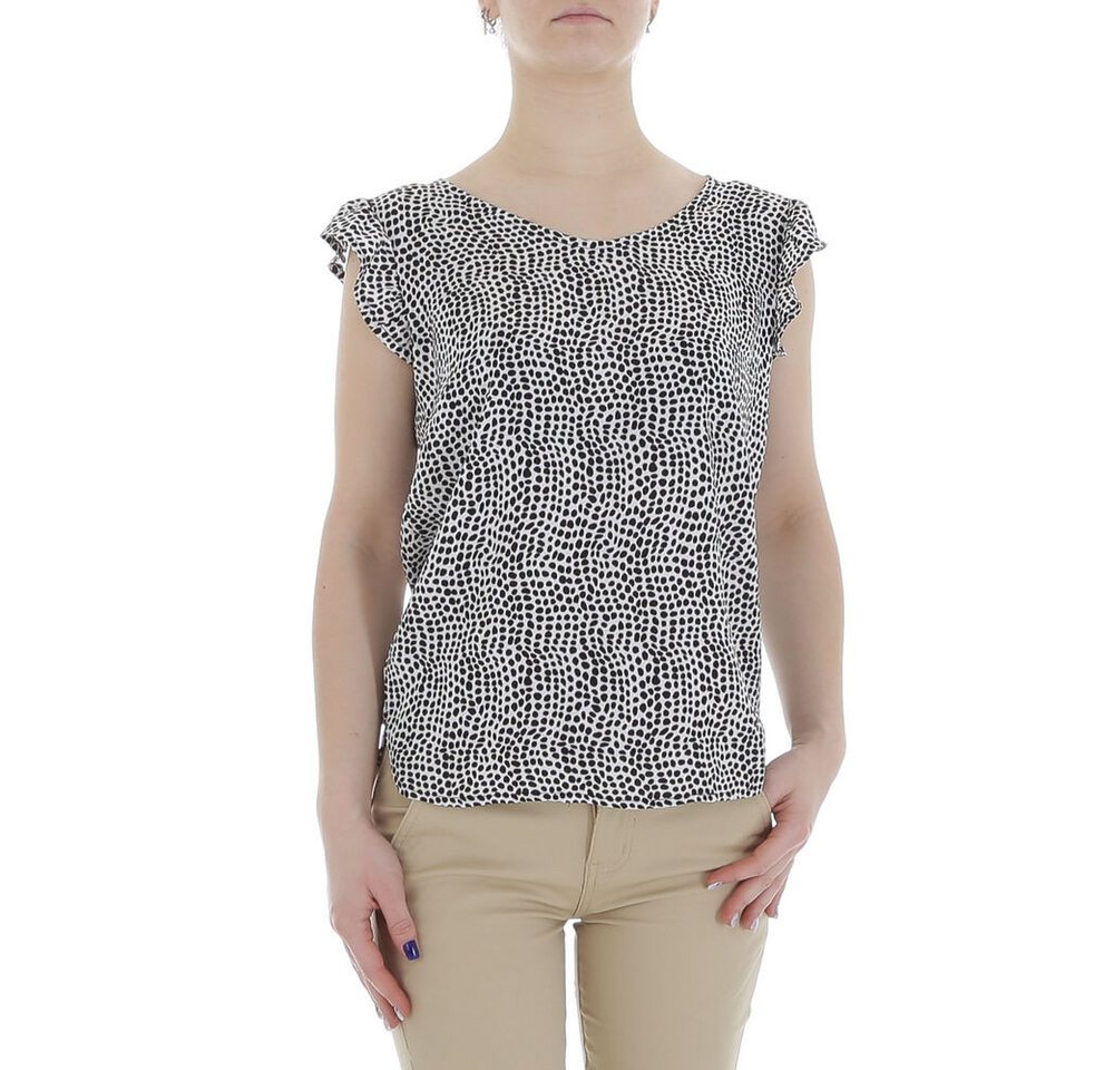 Ital-Design Kurzarmbluse Damen Elegant (85987262) Rüschen Print Top & Shirt in Weiß von Ital-Design