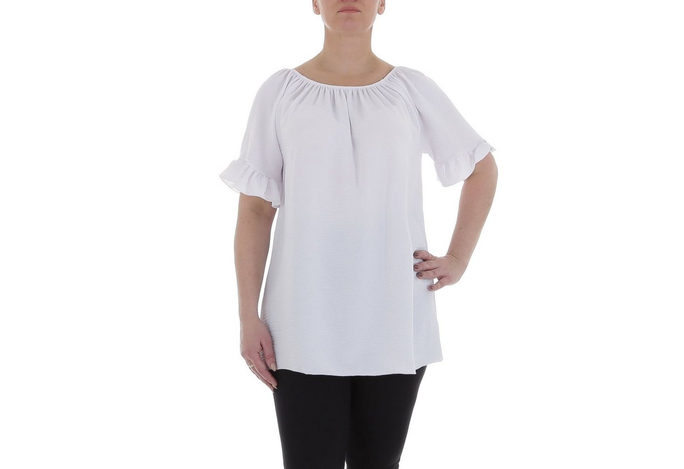 Ital-Design Kurzarmbluse Damen Elegant Bluse in Weiß von Ital-Design