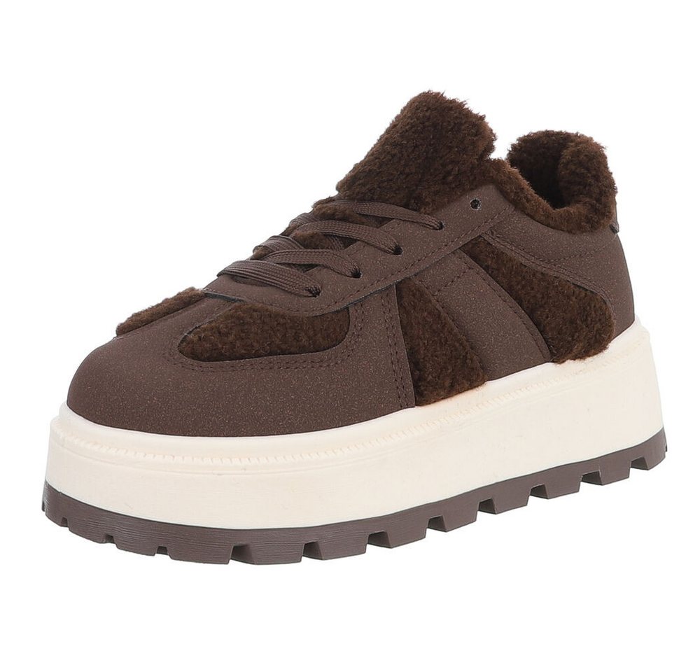 Ital-Design Kuscheliger Sneaker mit robuster Sohle für Damen Snowboots (90704227) Flach Sneakers Low in Braun von Ital-Design