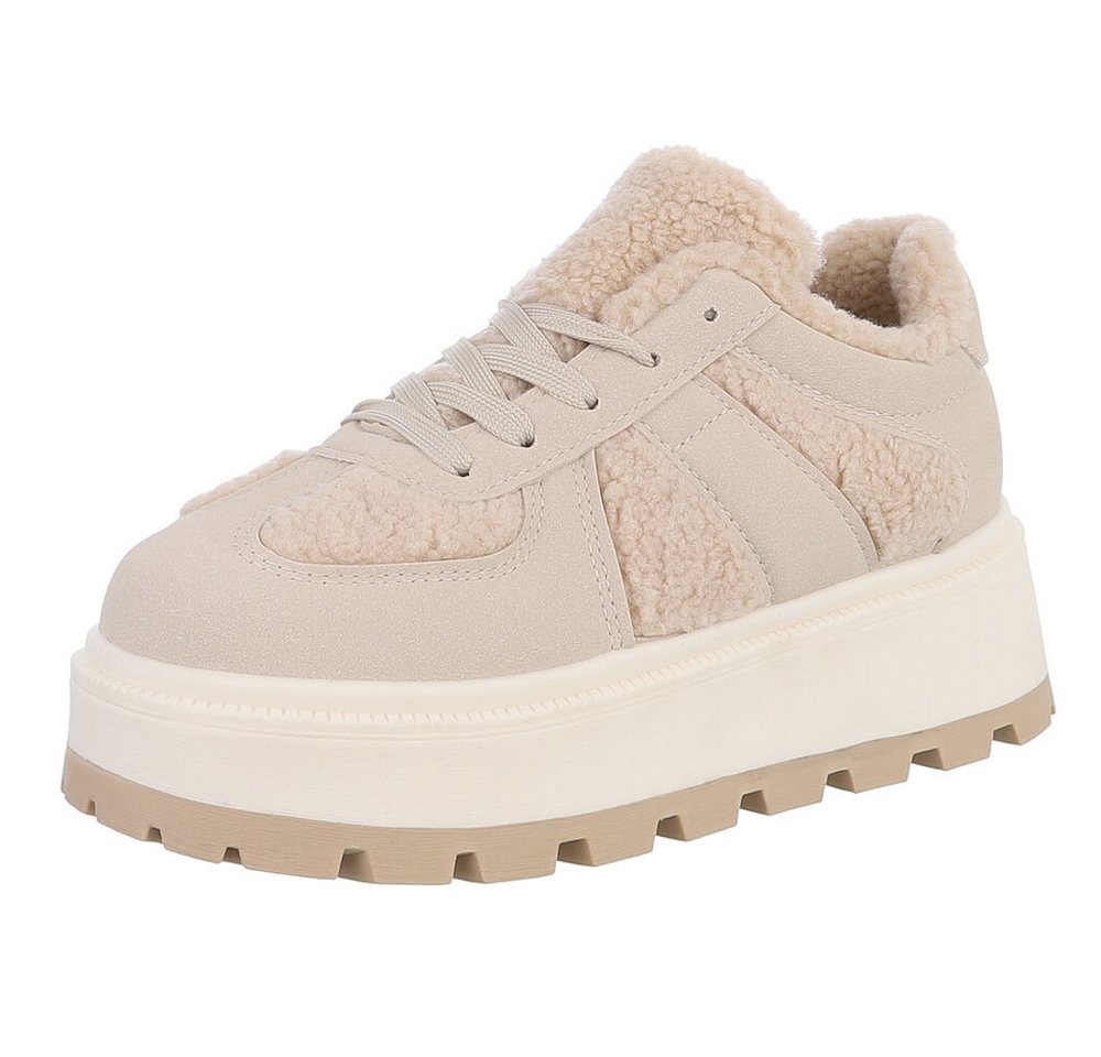 Ital-Design Kuscheliger Sneaker mit robuster Sohle für Damen Snowboots (90704244) Flach Sneakers Low in Beige von Ital-Design