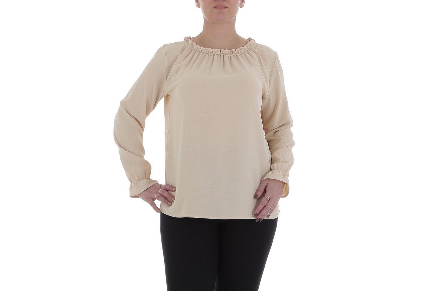 Ital-Design Langarmbluse Damen Elegant Bluse in Beige von Ital-Design