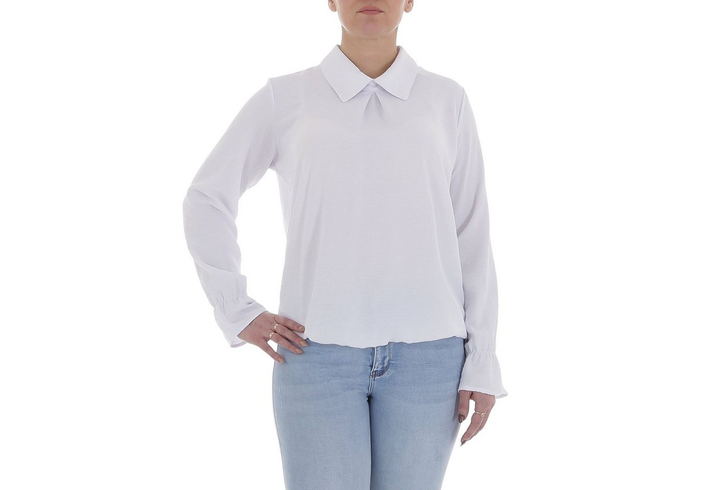 Ital-Design Langarmbluse Damen Elegant Bluse in Weiß von Ital-Design