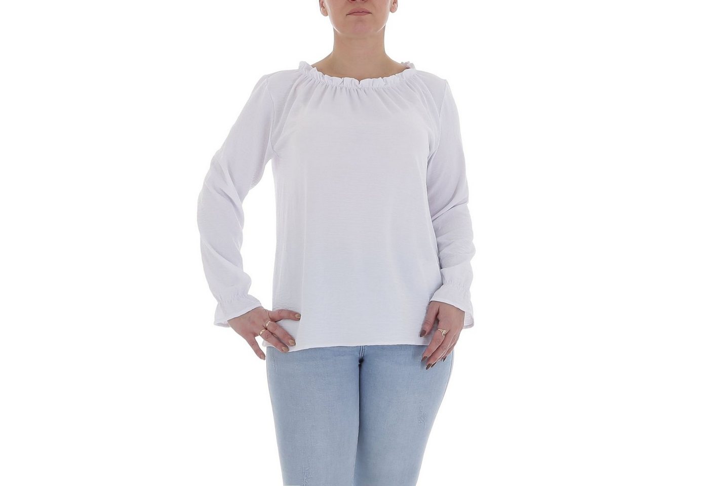 Ital-Design Langarmbluse Damen Elegant Bluse in Weiß von Ital-Design