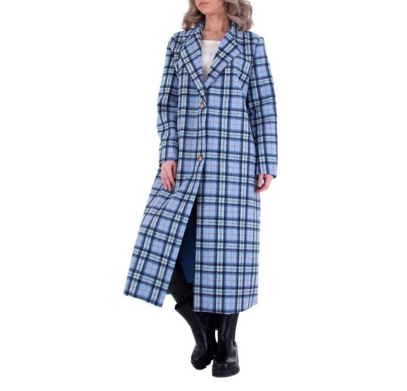 Ital-Design Langmantel Damen Freizeit (87392287) Kariert Leichte Mäntel in Blau von Ital-Design