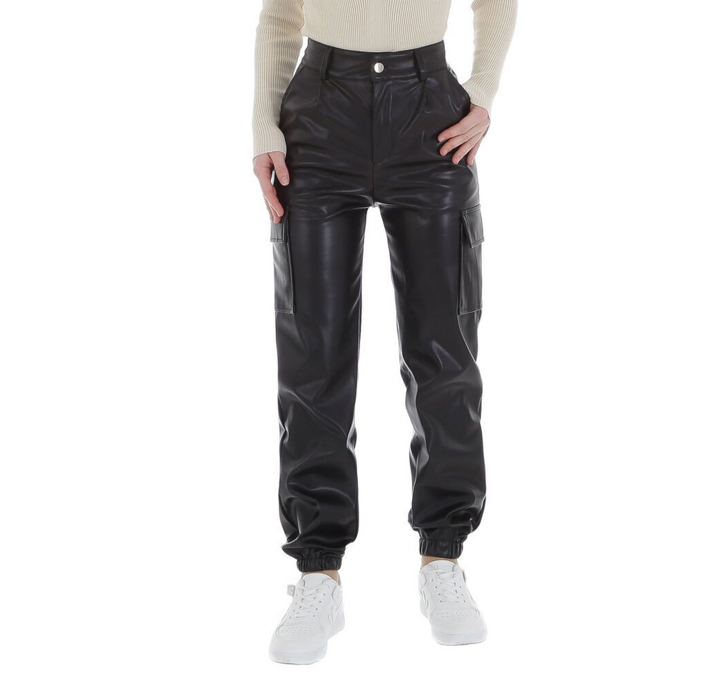 Ital-Design Lederimitathose Damen Freizeit (86365177) Stretch Jogginghose in Schwarz von Ital-Design