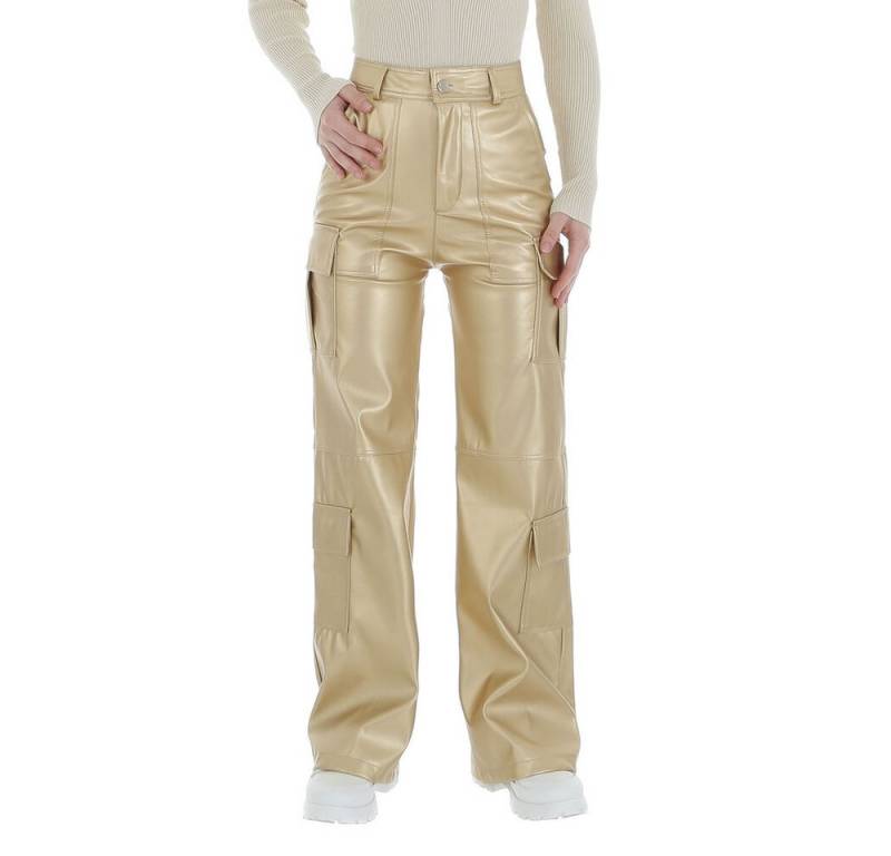 Ital-Design Lederimitathose Damen Freizeit (86365187) Glänzend Hose in Lederoptik in Gold von Ital-Design