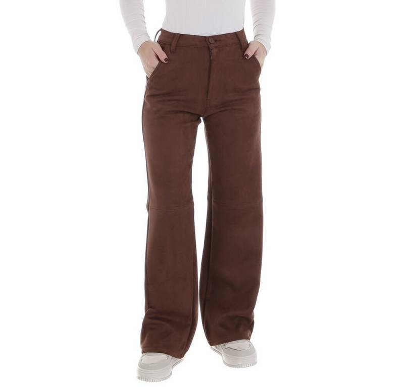 Ital-Design Lederimitathose Damen Freizeit (88836871) Stretch Hose in Lederoptik in Braun von Ital-Design