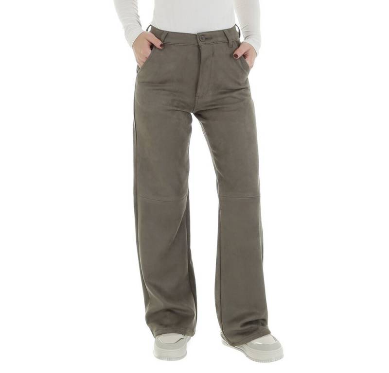 Ital-Design Lederimitathose Damen Freizeit (88836875) Stretch Hose in Lederoptik in Grau von Ital-Design
