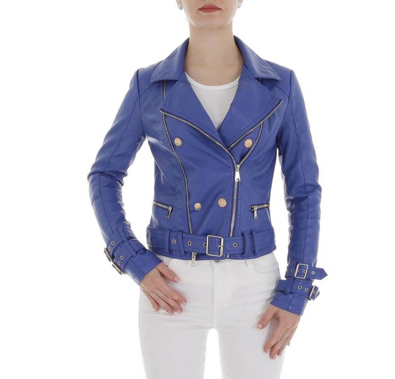 Ital-Design Lederimitatjacke Damen Freizeit (87123870) Bikerjacke in Blau von Ital-Design