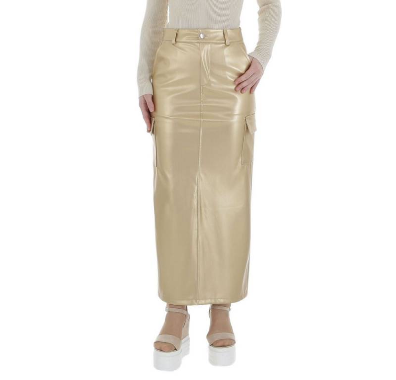 Ital-Design Lederimitatrock Damen Elegant (86365158) Stretch Maxirock in Gold von Ital-Design