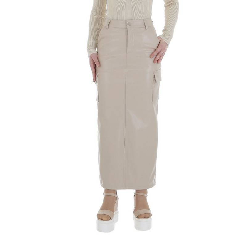 Ital-Design Lederimitatrock Damen Elegant (86365165) Stretch Maxirock in Beige von Ital-Design
