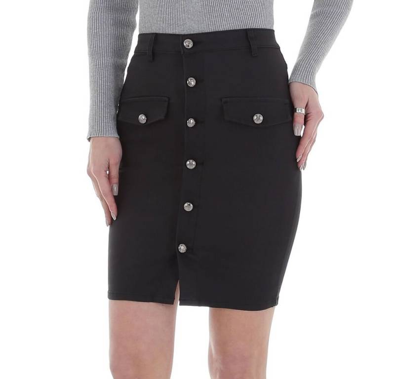 Ital-Design Lederimitatrock Damen Freizeit Stretch Minirock in Schwarz von Ital-Design