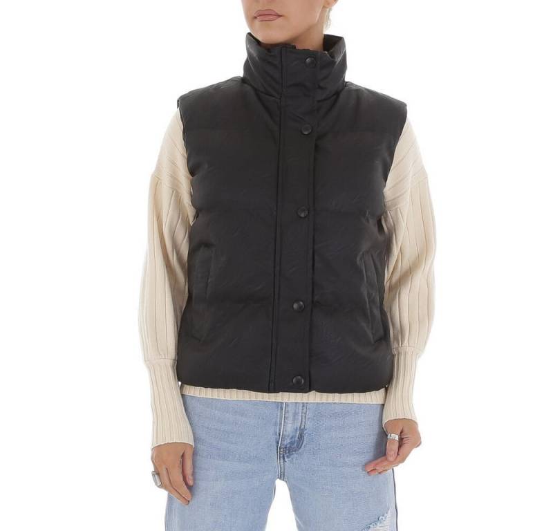 Ital-Design Lederimitatweste Damen Freizeit (87256373) Gefüttert Winterjacke in Schwarz von Ital-Design
