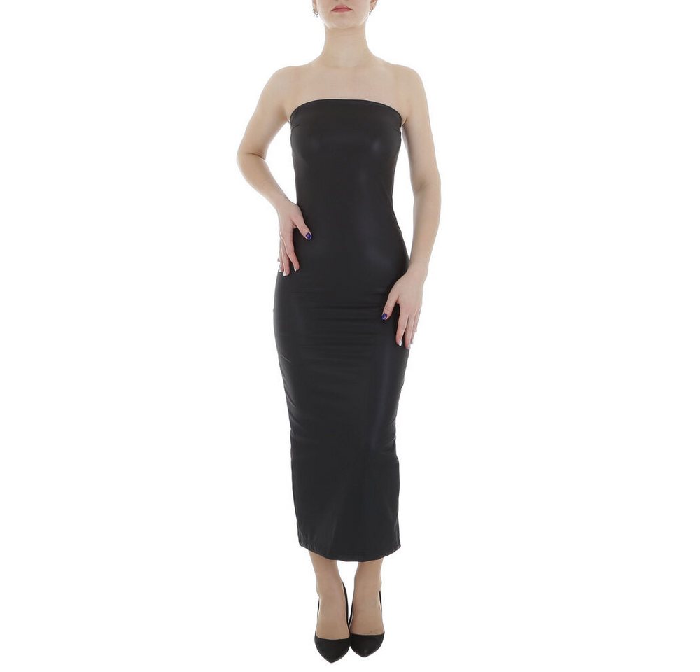 Ital-Design Lederkleid Damen Party & Clubwear Pencil (85989795) Stretch Lederoptik Maxikleid in Schwarz von Ital-Design