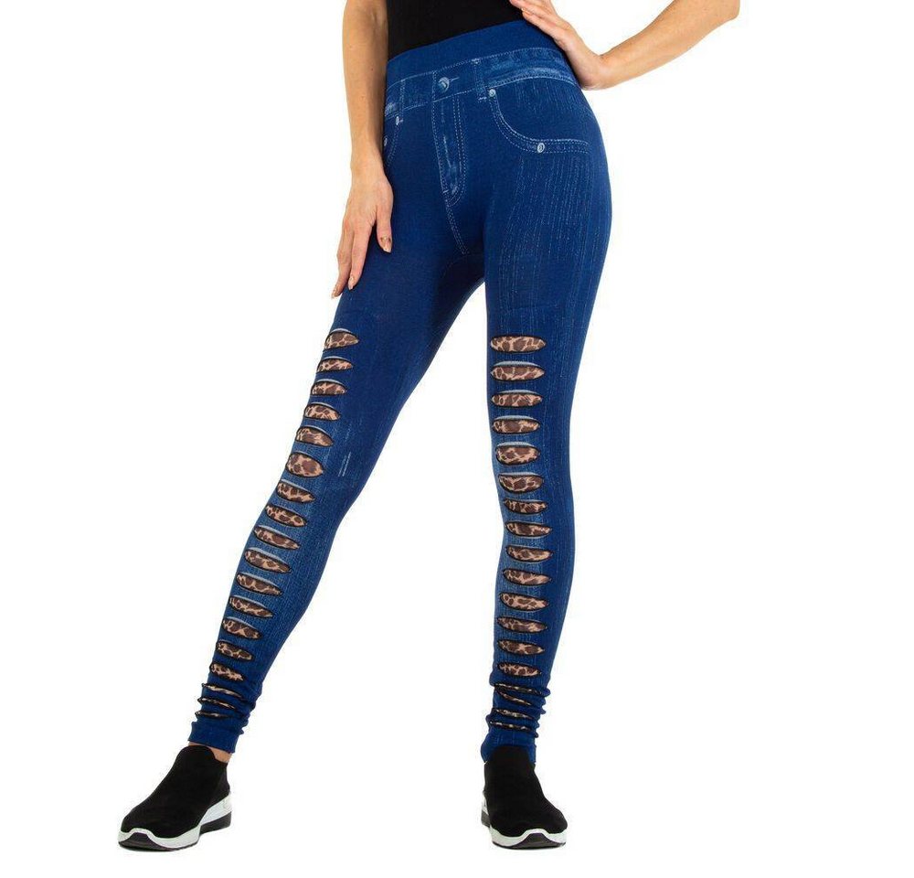 Ital-Design Leggings Damen Freizeit Stretch Jeggings in Blau von Ital-Design