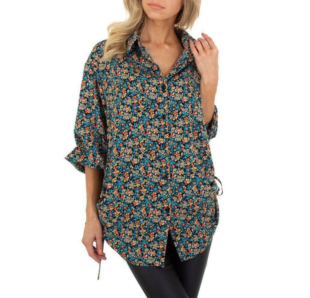 Ital-Design Longbluse Damen Boho/Hippie Hemd Zierschleife Geblümt Longbluse in Blau von Ital-Design