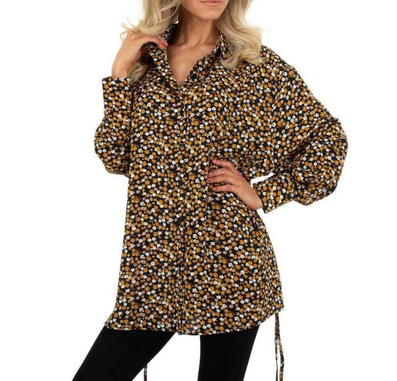 Ital-Design Longbluse Damen Freizeit Hemd Schnürung Geblümt Longbluse in Schwarz von Ital-Design