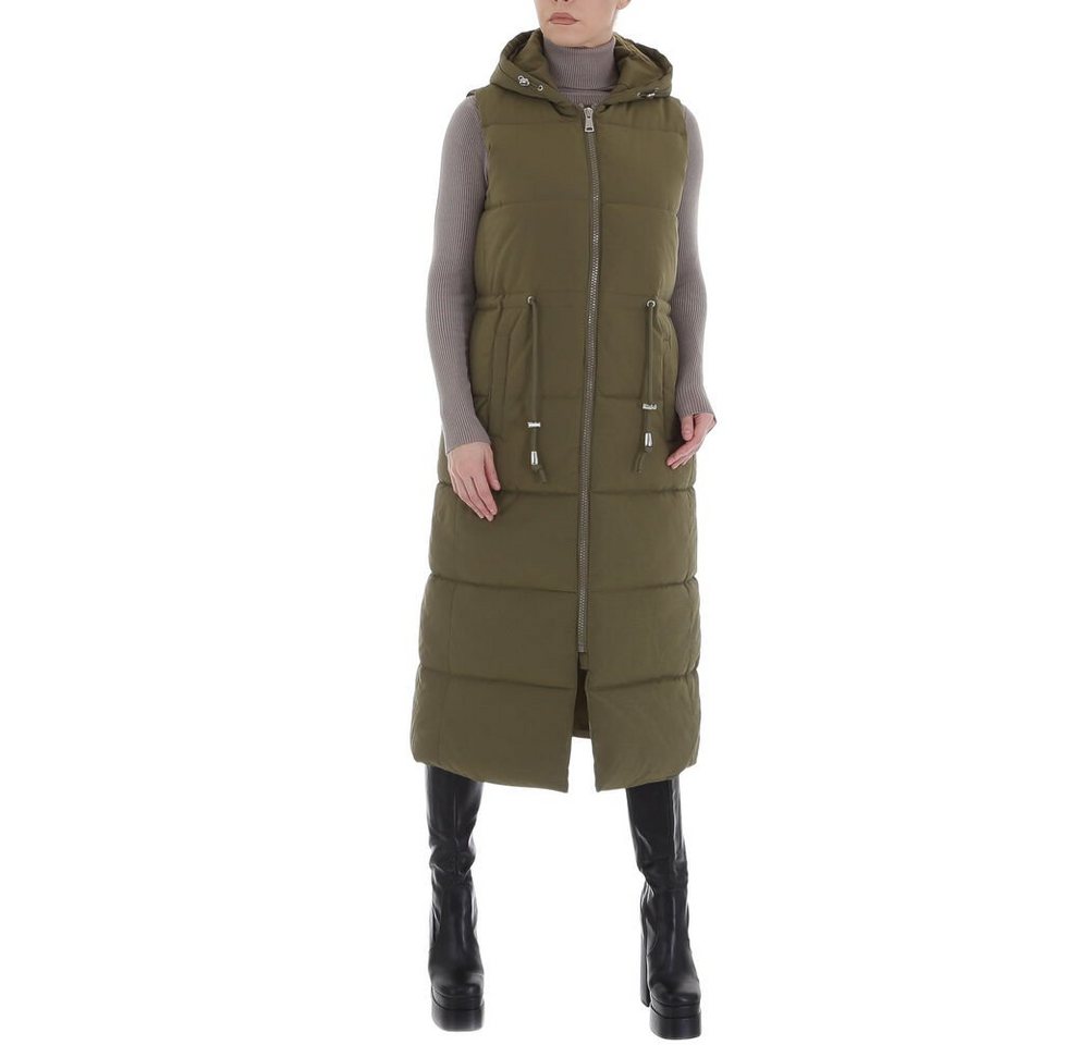 Ital-Design Longweste Damen Freizeit Kapuze Gefüttert Winterjacke in Olive von Ital-Design