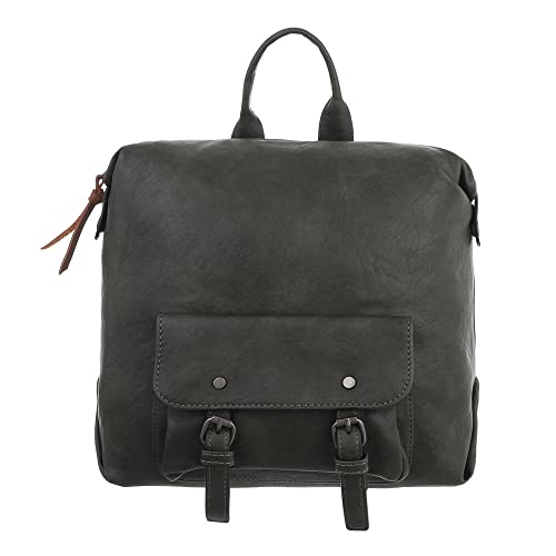 Ital-Design MITTELGROßE DAMEN RUCKSACK KUNSTLEDER USED OPTIK FREIZEITTASCHE GRÜN von Ital-Design