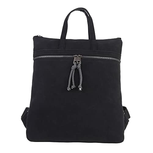 Ital Design MITTELGROßE DAMEN RUCKSACK KUNSTLEDER USED OPTIK FREIZEITTASCHE SCHWARZ von Ital Design
