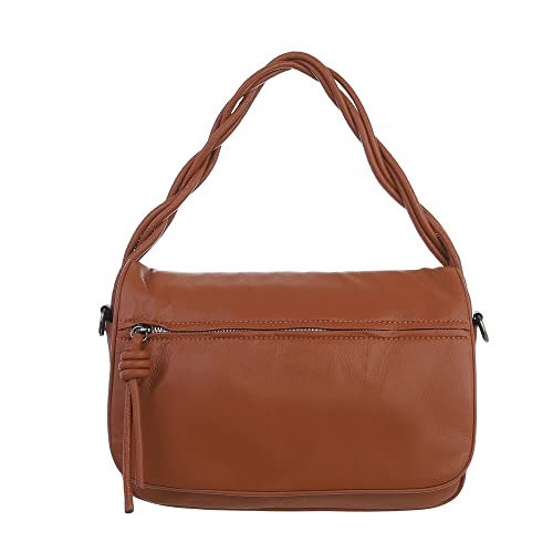 Ital Design MITTELGROßE DAMEN SCHULTERTASCHE KUNSTLEDER HANDTASCHE CAMEL von Ital Design