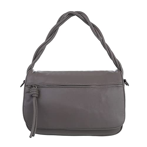 Ital Design MITTELGROßE DAMEN SCHULTERTASCHE KUNSTLEDER HANDTASCHE GRAU von Ital Design