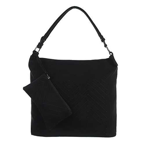 Ital Design MITTELGROßE DAMEN SCHULTERTASCHE KUNSTLEDER HANDTASCHE SCHWARZ von Ital Design