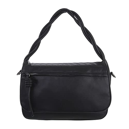 Ital Design MITTELGROßE DAMEN SCHULTERTASCHE KUNSTLEDER HANDTASCHE SCHWARZ von Ital Design