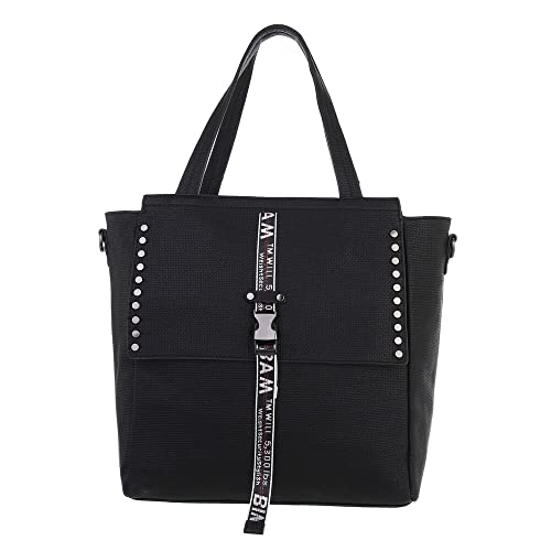 Ital Design MITTELGROßE DAMEN SCHULTERTASCHE KUNSTLEDER HANDTASCHE SCHWARZ von Ital Design