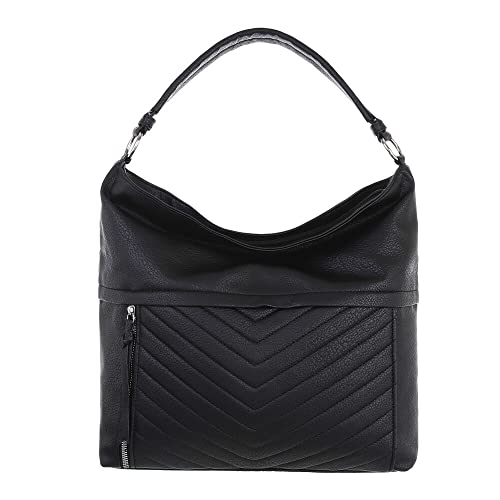 Ital Design MITTELGROßE DAMEN SCHULTERTASCHE KUNSTLEDER HANDTASCHE SCHWARZ von Ital Design