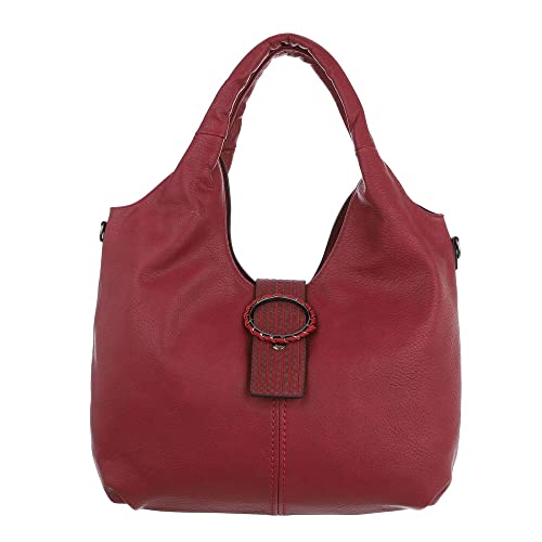 Ital Design MITTELGROßE DAMEN SCHULTERTASCHE KUNSTLEDER USED LOOK BEUTELTASCHE HANDTASCHE ROT von Ital Design