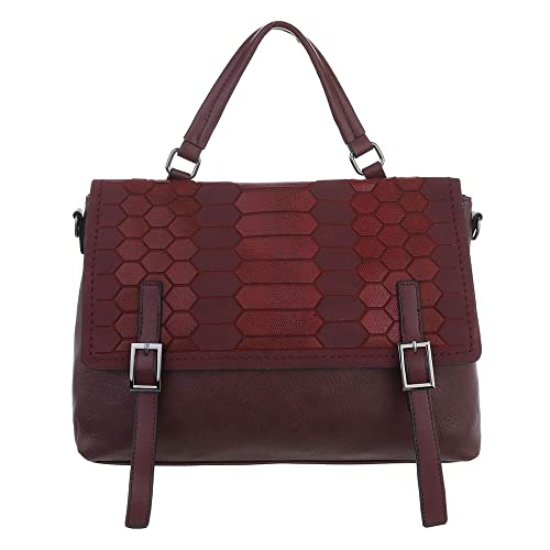 Ital Design MITTELGROßE DAMEN SCHULTERTASCHE KUNSTLEDER USED OPTIK HANDTASCHE WEINROT von Ital Design