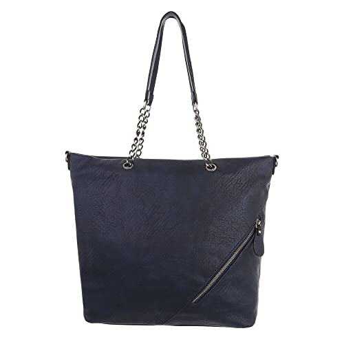 Ital Design MITTELGROßE DAMEN SCHULTERTASCHE KUNSTLEDER USED OPTIK SHOPPER DUNKELBLAU von Ital Design