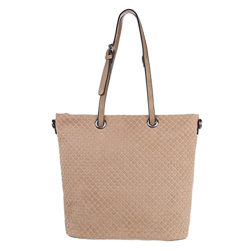 Ital Design MITTELGROßE DAMEN SCHULTERTASCHE KUNSTLEDER USED OPTIK SHOPPER HANDTASCHE BEIGE von Ital Design