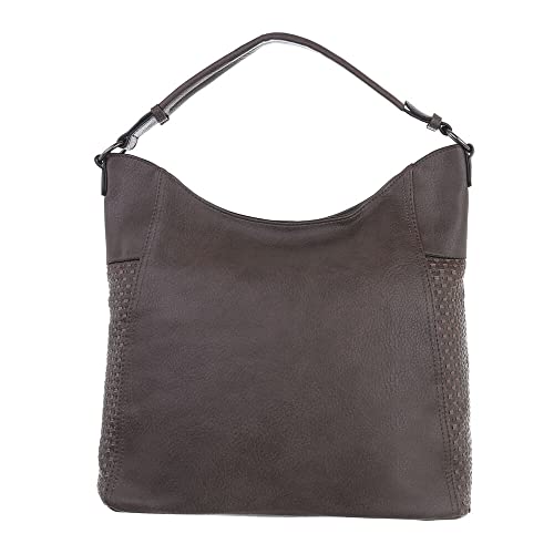 Ital Design MITTELGROßE DAMEN SCHULTERTASCHE KUNSTLEDER USED OPTIK SHOPPER HANDTASCHE BRAUN von Ital Design