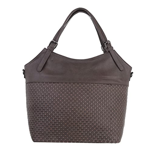 Ital Design MITTELGROßE DAMEN SCHULTERTASCHE KUNSTLEDER USED OPTIK SHOPPER HANDTASCHE BRAUN von Ital Design