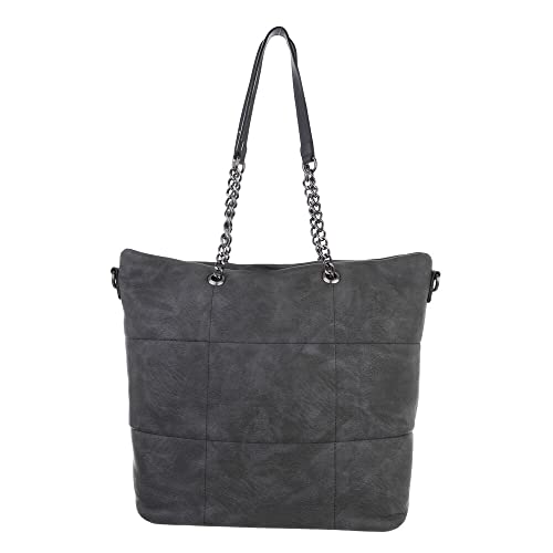 Ital Design MITTELGROßE DAMEN SCHULTERTASCHE KUNSTLEDER USED OPTIK SHOPPER HANDTASCHE GRAU von Ital Design