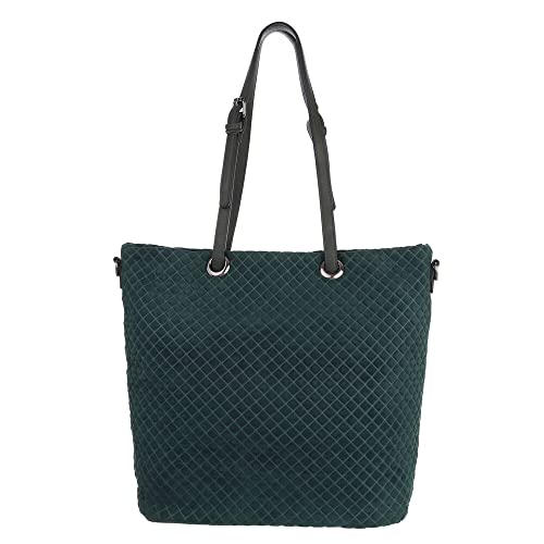 Ital-Design MITTELGROßE DAMEN SCHULTERTASCHE KUNSTLEDER USED OPTIK SHOPPER HANDTASCHE GRÜN von Ital-Design